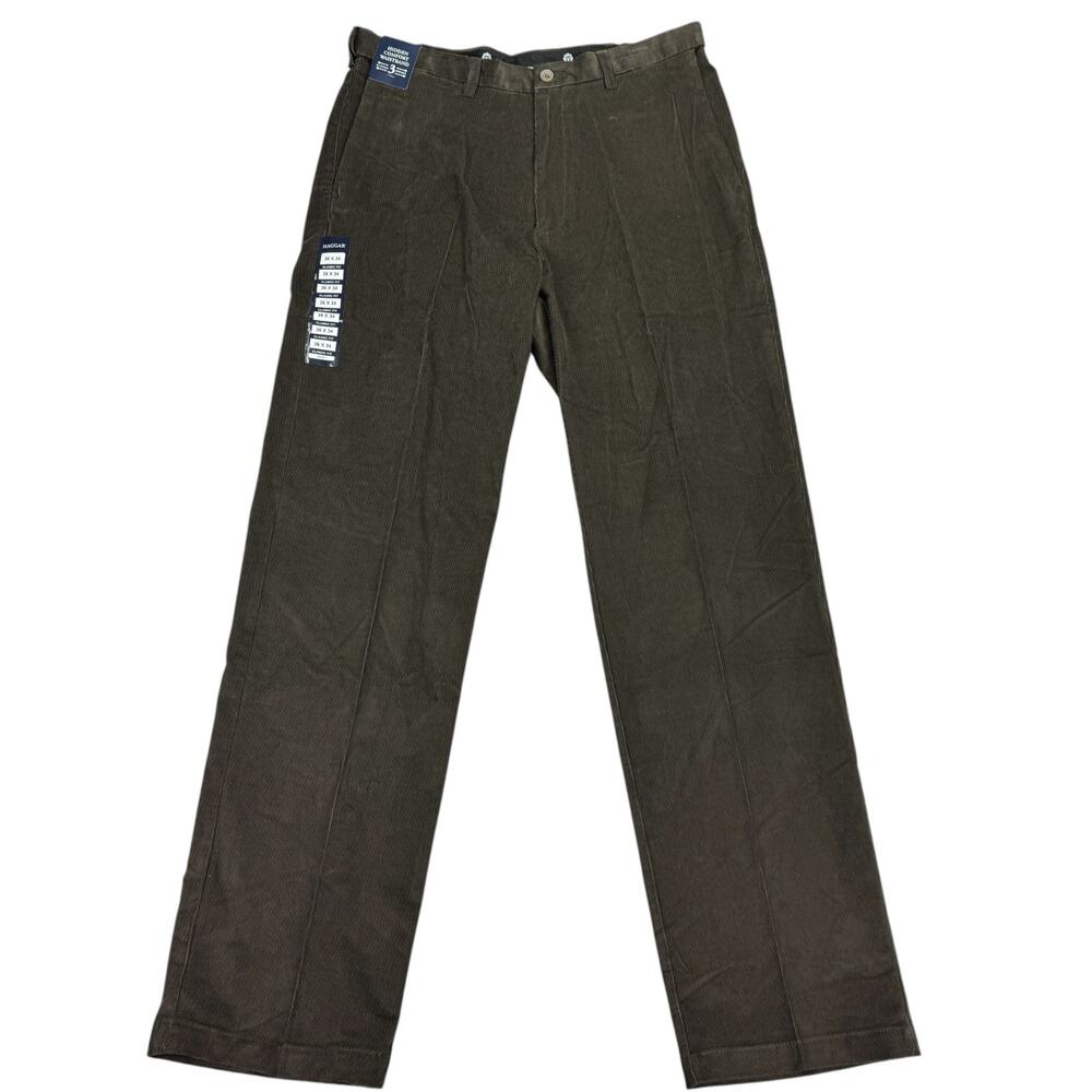 Haggar Mens Premium Corduroy Stretch Classic Fit Pants Espresso Brown 36x34
